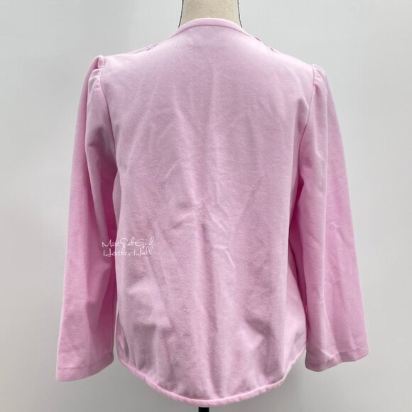 Vintage Kayser Pink Long Sleeve Embroidered Buttoned Sleep Cardigan Top Medium - Picture 4 of 6